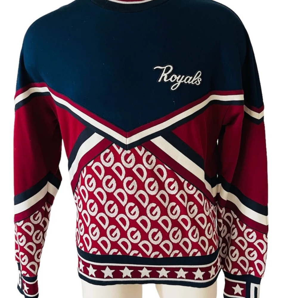 Dolce & Gabbana Navy and Burgundy Crewneck Sweater